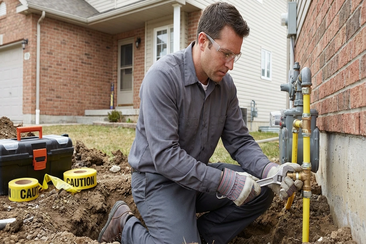 Professional gas line installation in Utah home